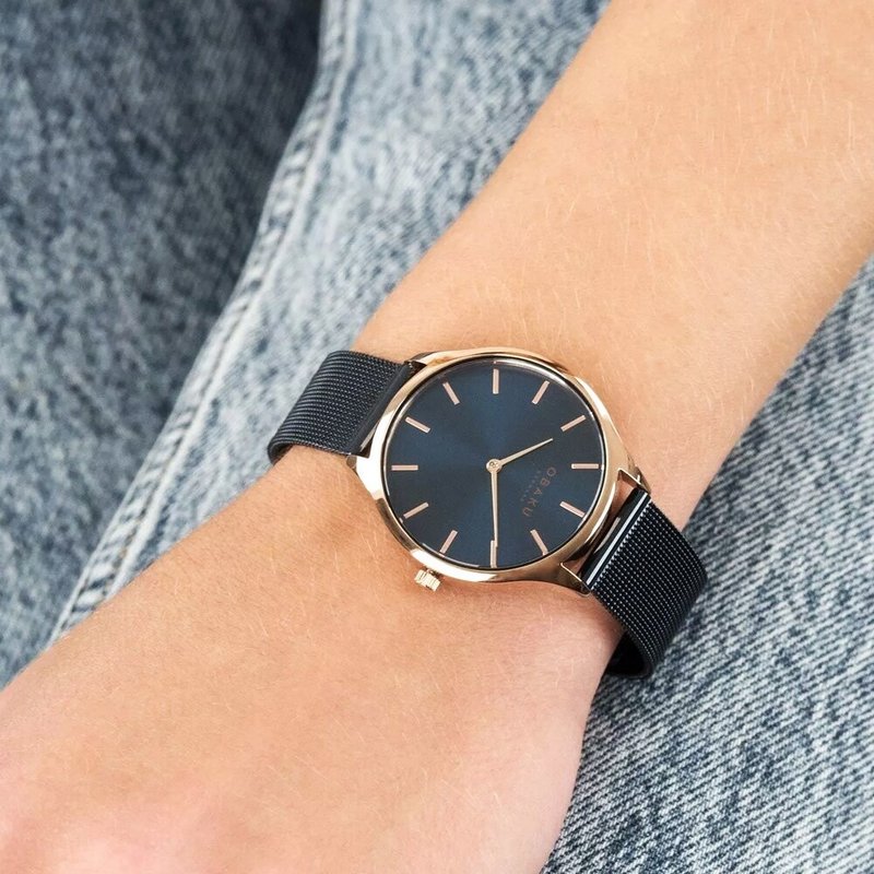 OBAKU 简约元素百搭时尚腕表-海洋蓝-V260LXVLML-35mm - 女表 - 不锈钢 蓝色