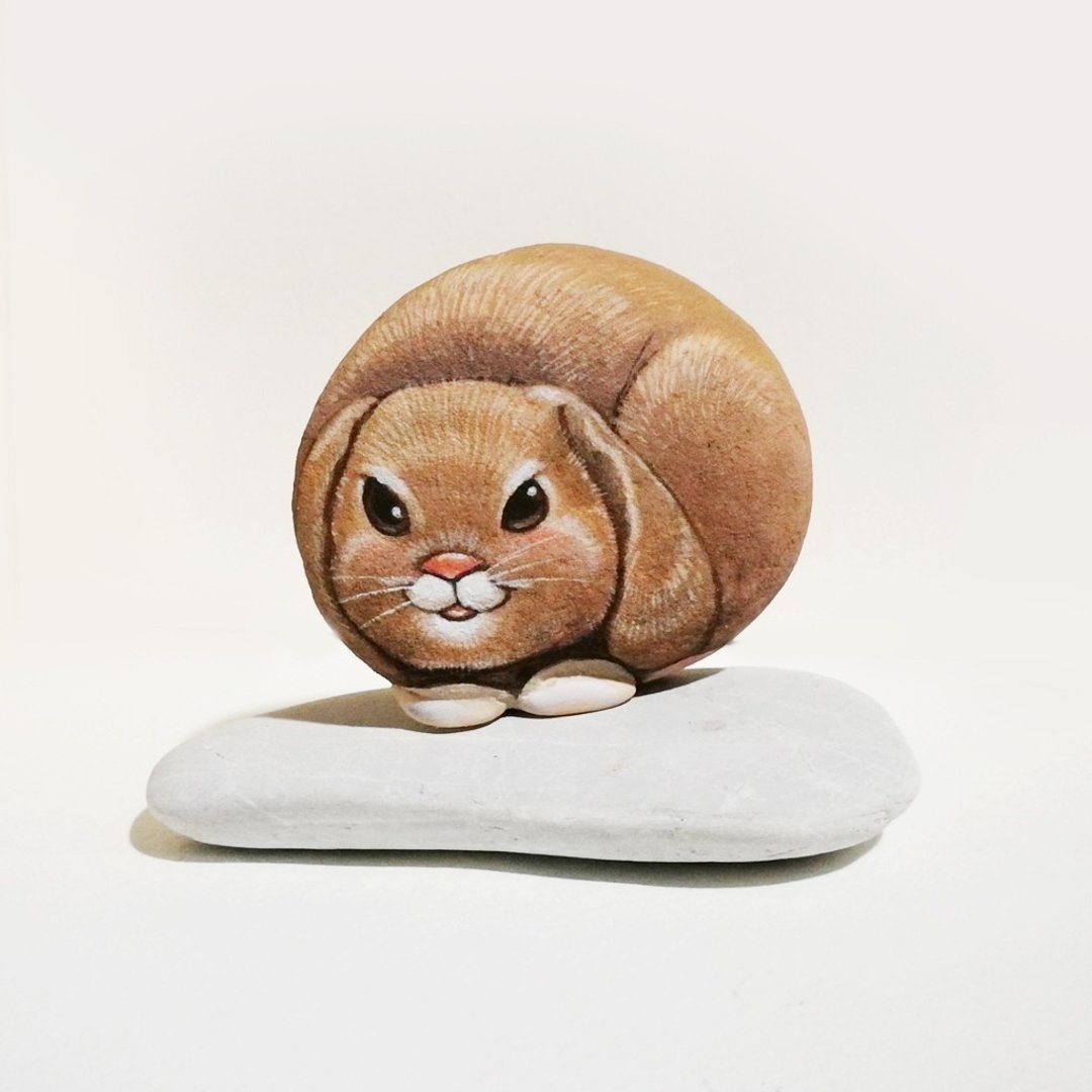 Turtle stone painting original art. - 玩偶/公仔 - 石头 橘色