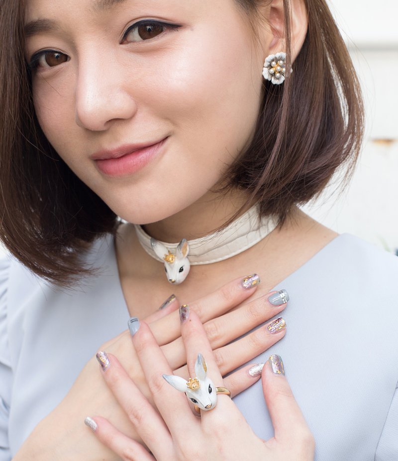 Alla the princess rabbit choker - 项链 - 其他金属 白色