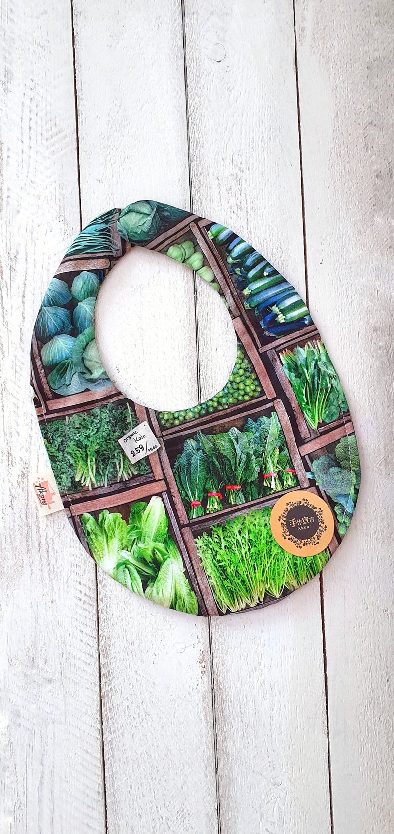 AKPN菜菜子-薄棉与四层纱-100%cotton双面蛋型围兜-共六层 - 围嘴/口水巾 - 棉．麻 绿色