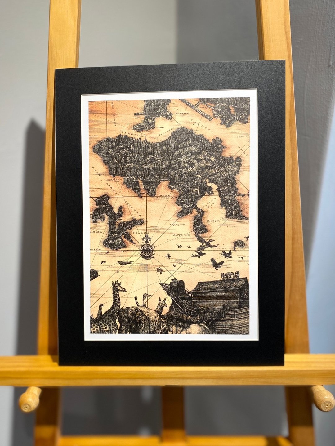 澳门艺术家霍凯盛独家授权印制香港古典版画地图系列(2047.49) - 海报/装饰画/版画 - 纸 黑色