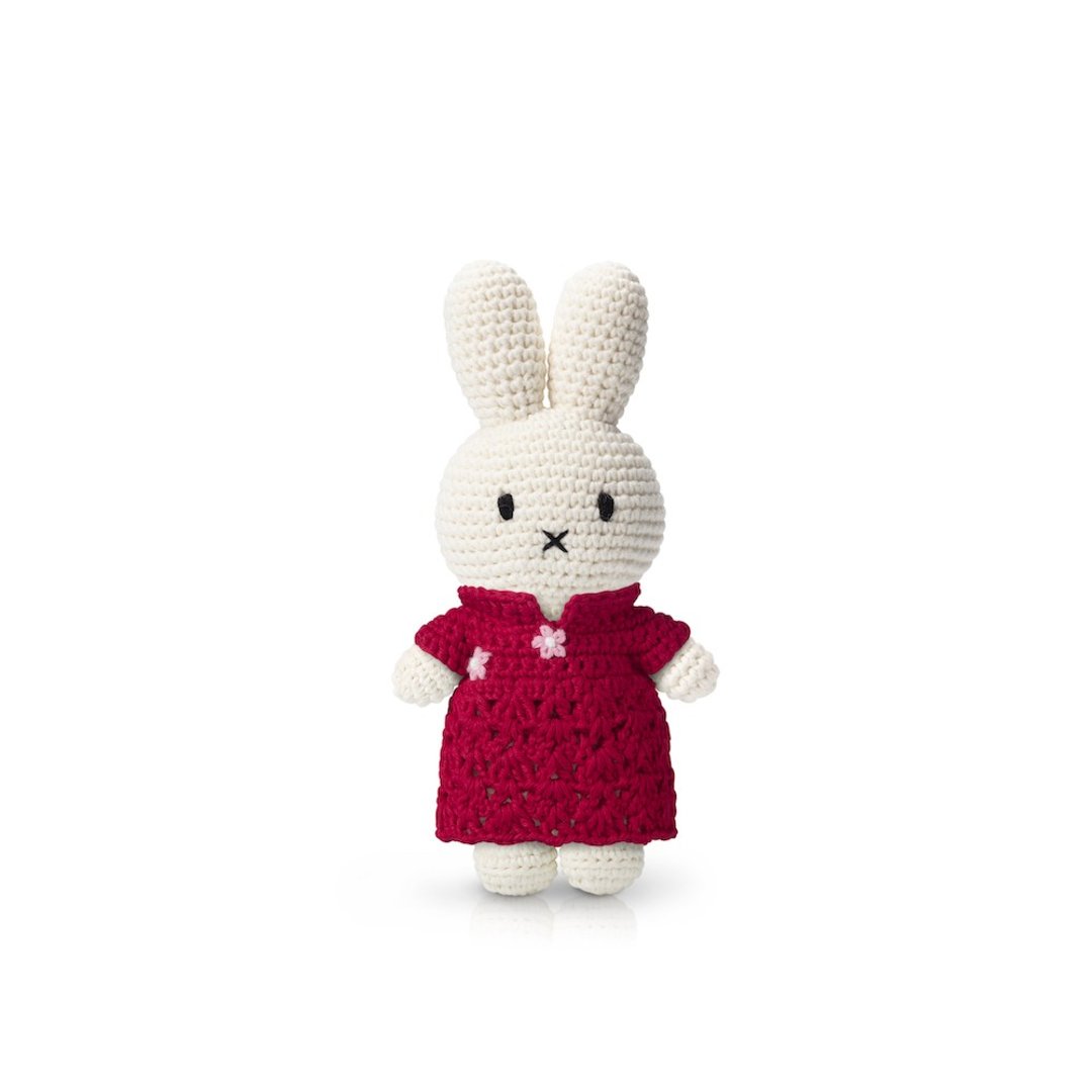荷兰Miffy米飞兔【miffy&红色旗袍装】纯棉手工钩针玩偶娃娃 - 玩偶/公仔 - 棉 红色