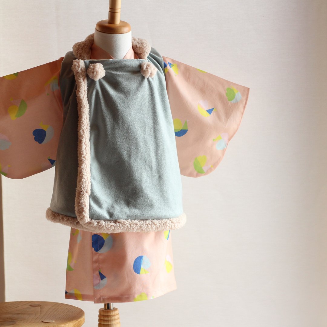 80【Casual KIMONO】cute and fluffy overcoat  toridori  80 size KIMONO - 童装礼服/连衣裙 - 棉 