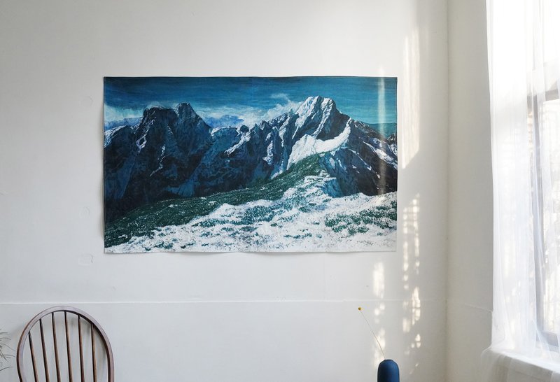 台湾山挂布 - 玉山主东 144x83 cm / 70x40 cm - 海报/装饰画/版画 - 棉．麻 蓝色