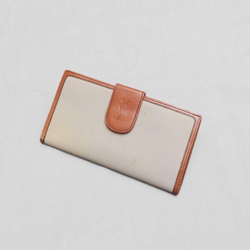 A ROOM MODEL - VINTAGE - YSL米色长夹 / BD-0867 - 皮夹/钱包 - 棉．麻 白色