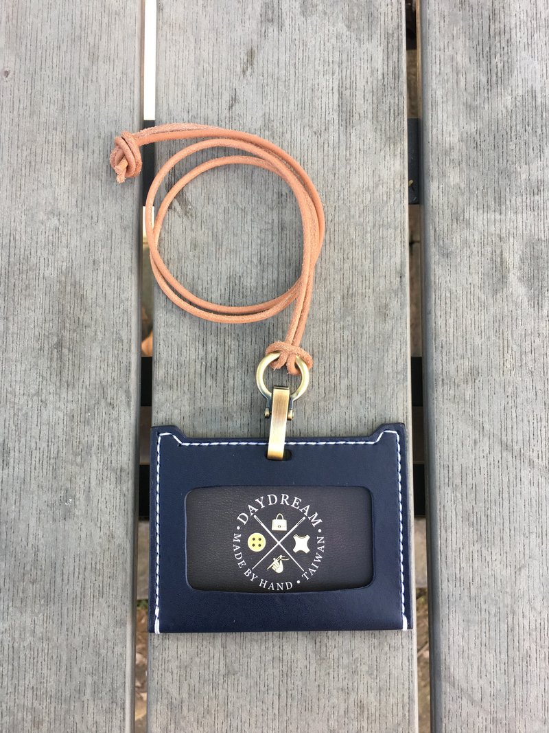 纯手工制作 / 植鞣识别证卡套 / 横式 / 海军蓝 - 证件套/卡套 - 真皮 蓝色