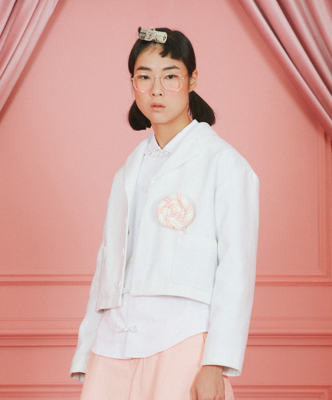 短身剪裁校园风外套 - 女装休闲/机能外套 - 羊毛 白色