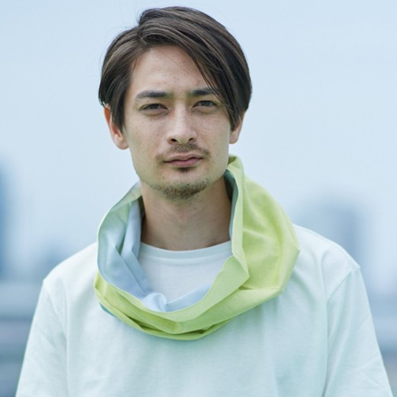 Snood Oo Wow Yellow x Gray L size - 丝巾 - 棉．麻 黄色