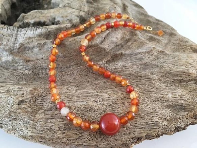 Gemstone of the Sun ◇ Carnelian K14GF Necklace - 项链 - 宝石 