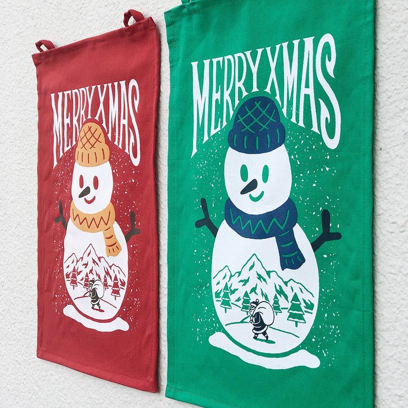 圣诞节大雪人挂布 / 手工绢印 - 海报/装饰画/版画 - 棉．麻 