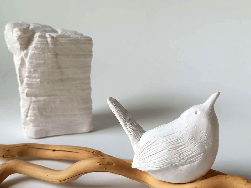 欧洲鹪鹩扩香石-交换礼物/疗愈/鸟/扩香石 - 香薰/精油/线香 - 其他材质 白色