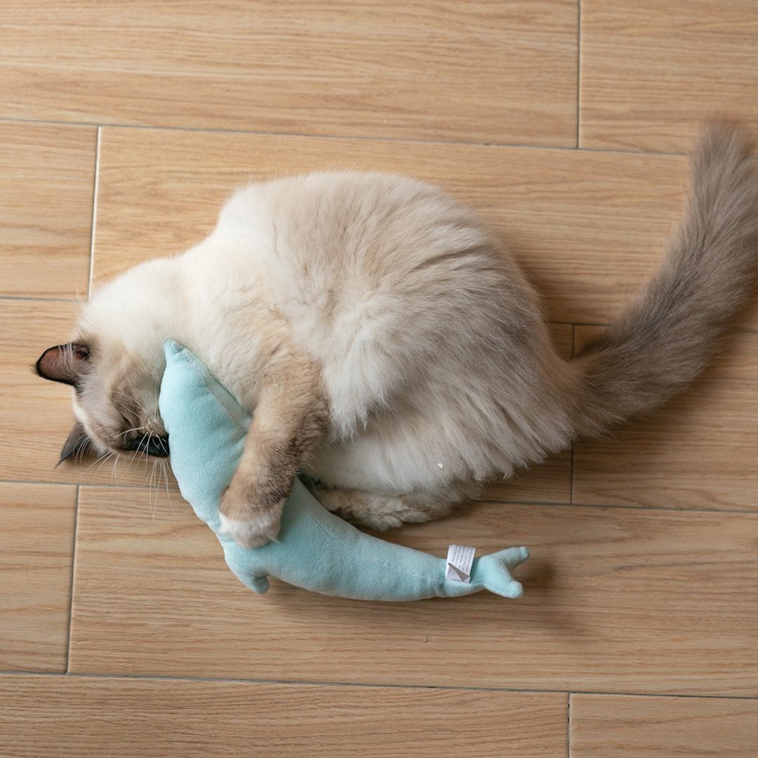 猫薄荷海豚玩具 猫咪毛绒玩具猫薄荷逗猫棒耐咬宠物用品 - 玩具 - 棉．麻 蓝色
