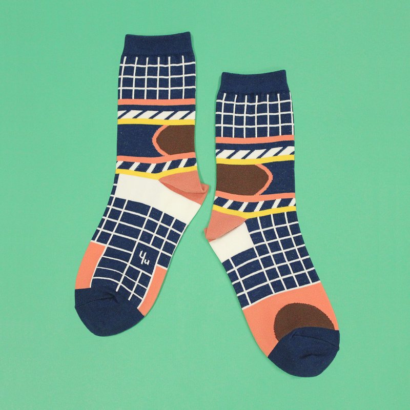 Silo 棉质中筒袜 - 袜子 - 深蓝 - 袜子 - 棉．麻 蓝色