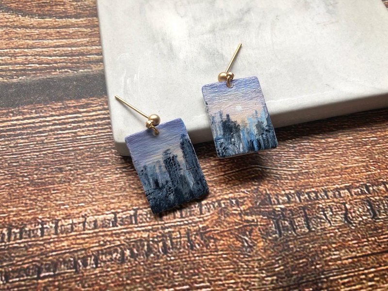 嘉顿山上原创手绘耳环-小 - 耳环/耳夹 - 贝壳 多色