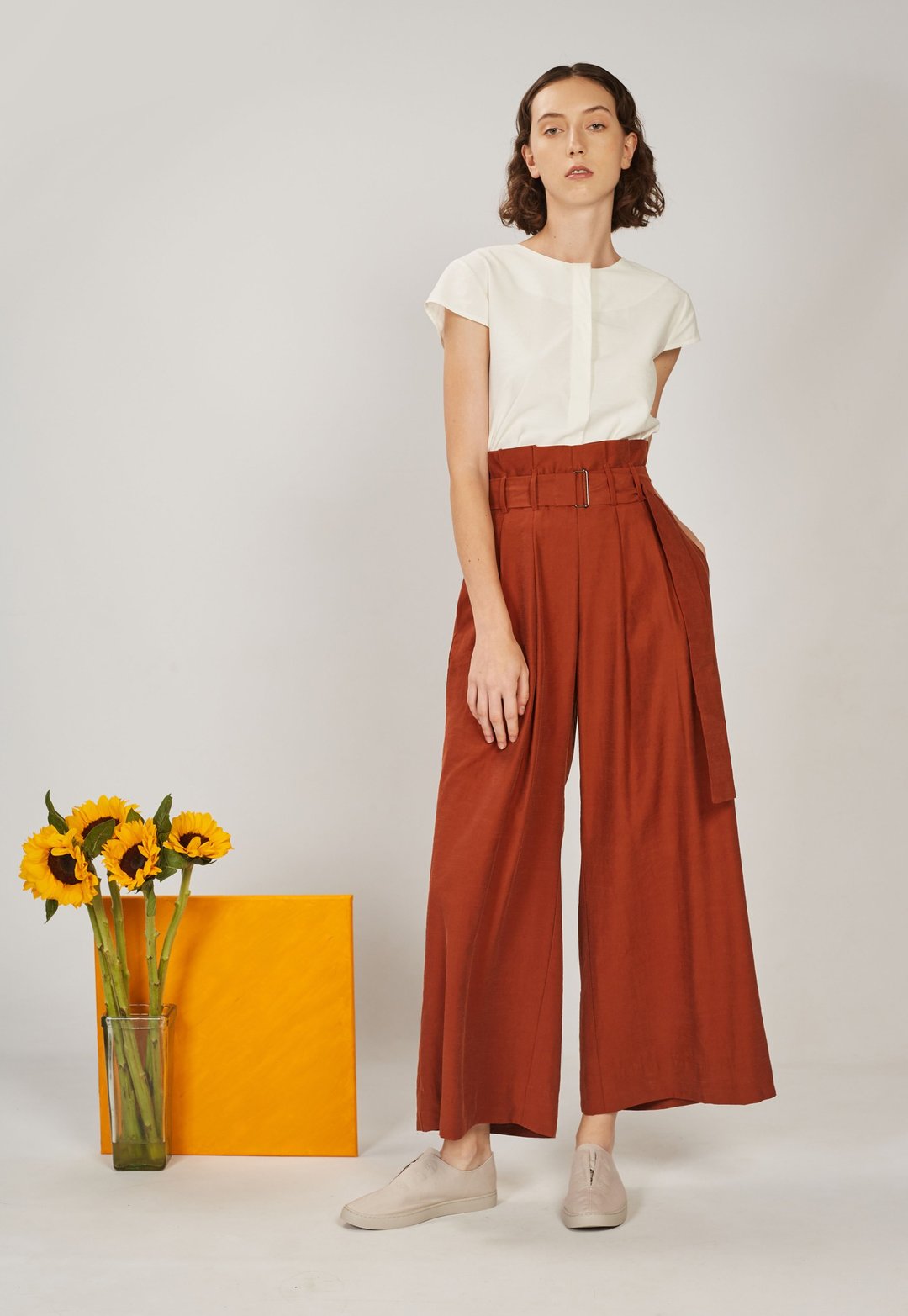 Helena Pleated Waist Wide Leg Pants - 女装长裤 - 其他人造纤维 