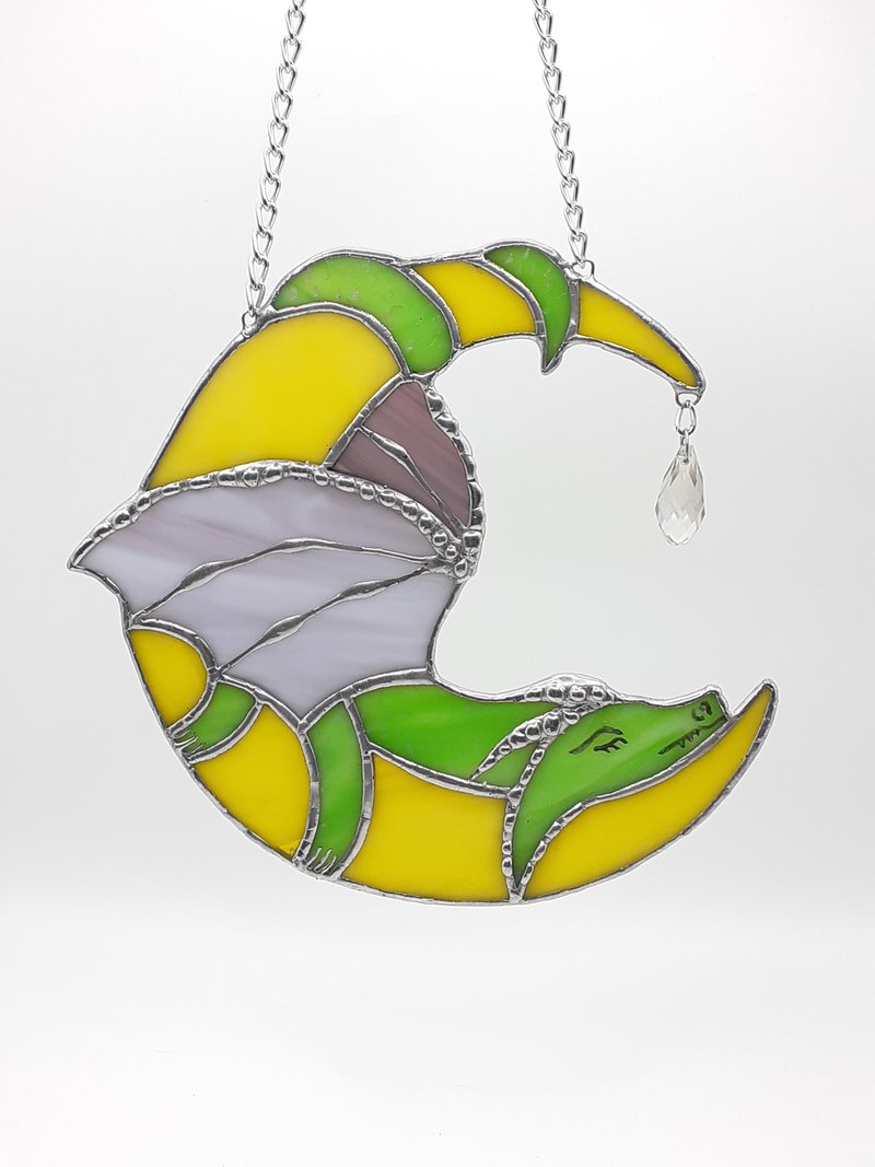 龙彩绘玻璃捕梦网新月装饰窗捕日器 - 摆饰 - 玻璃 多色