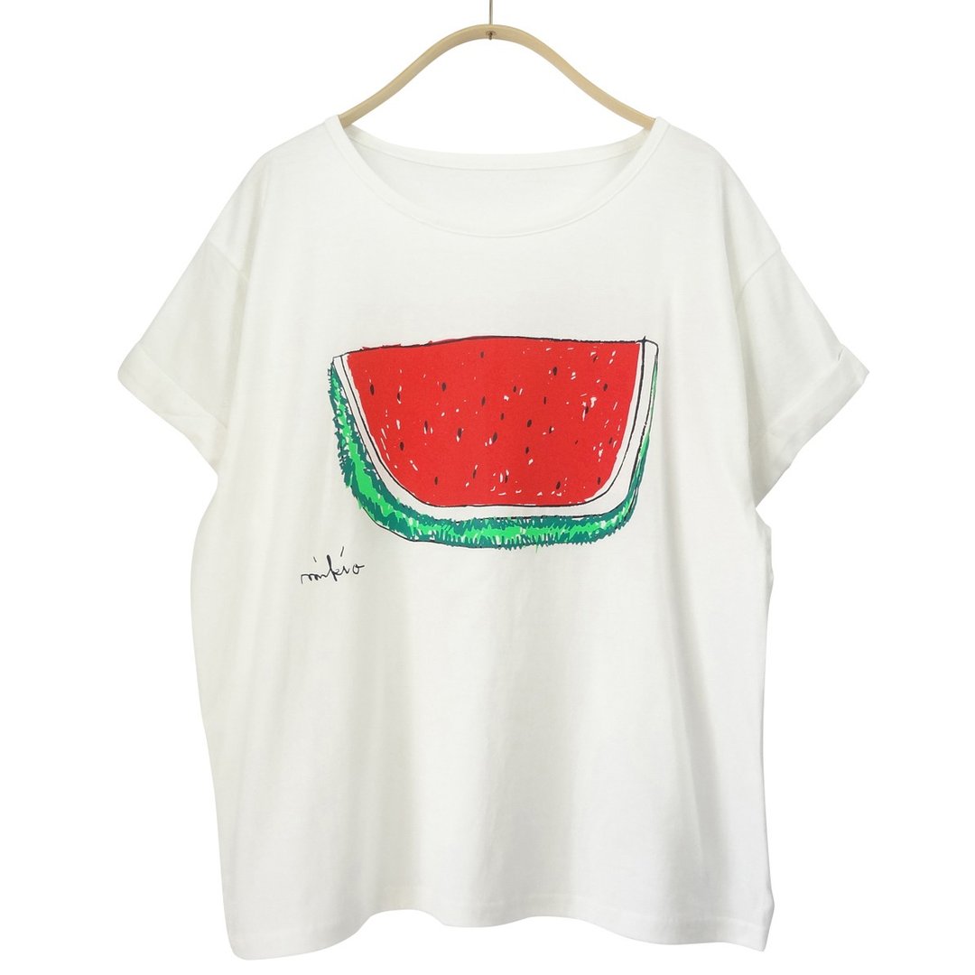 Watermelon Women's YURUFUWA t-shirt Red - 女装 T 恤 - 棉．麻 红色