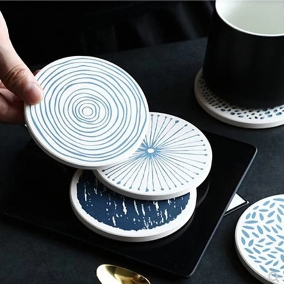 LINKIFE 日系简约图腾硅藻土吸水杯垫4入组 - 杯垫 - 其他材质 