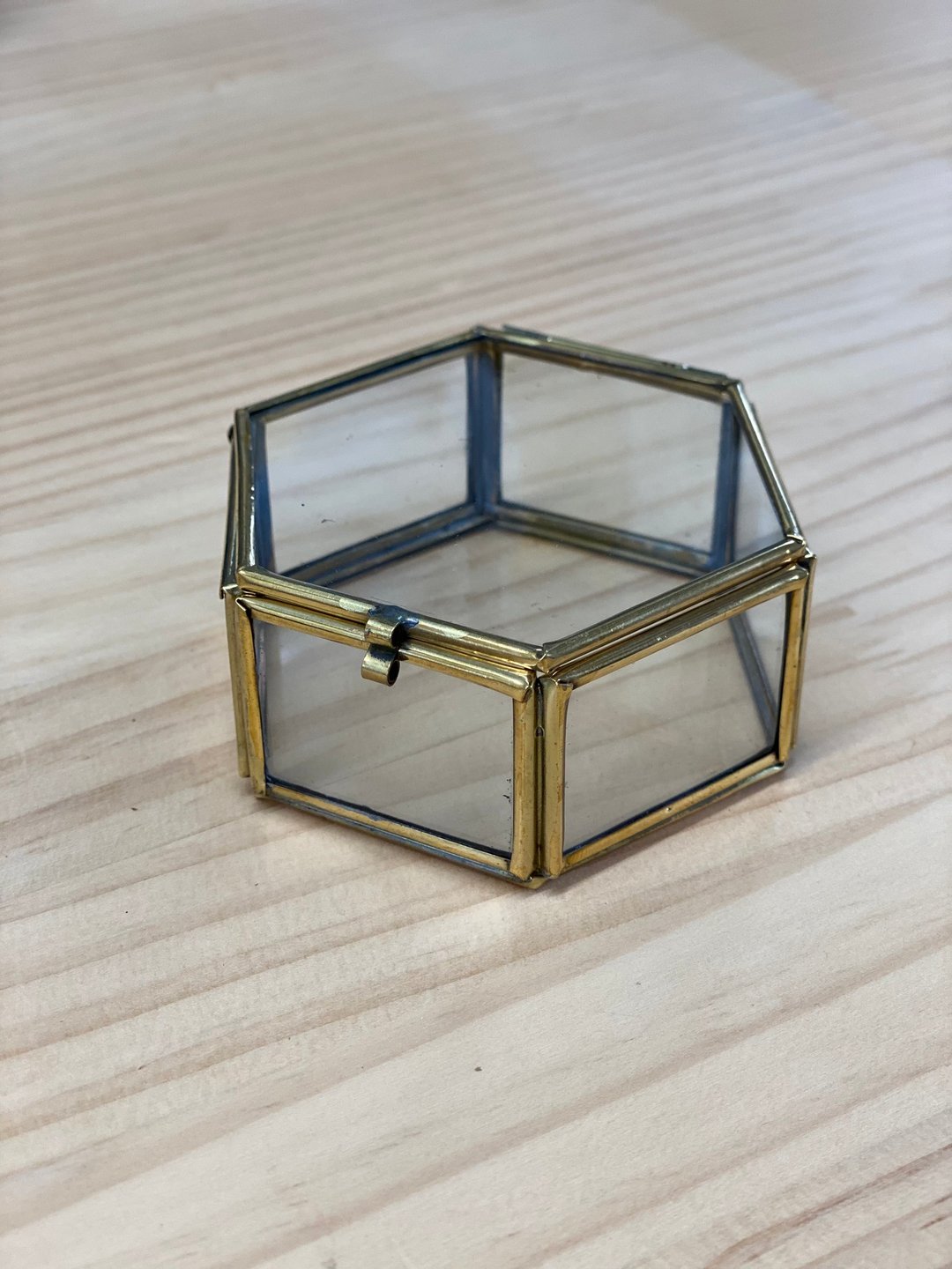 Glass box case hexagon (L size) - 收纳用品 - 玻璃 金色