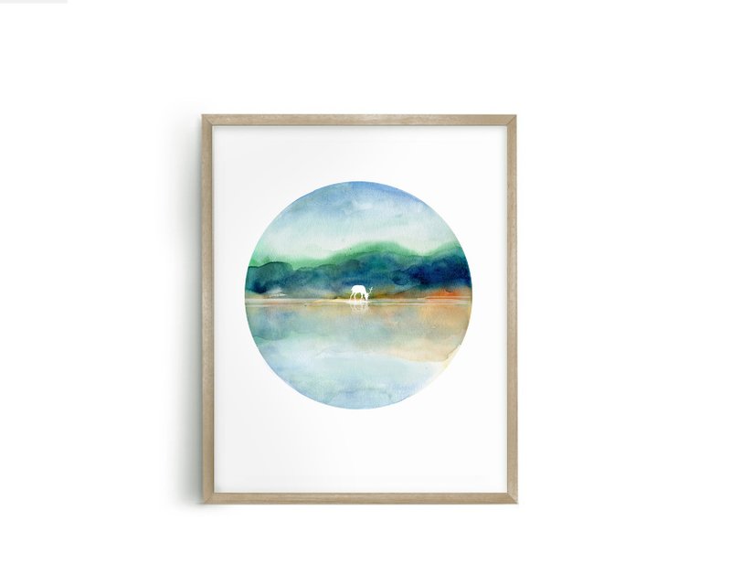 神鹿降临 吉祥象征 居家装饰画-风景画-复制画-民宿 咖啡厅装 - 海报/装饰画/版画 - 纸 