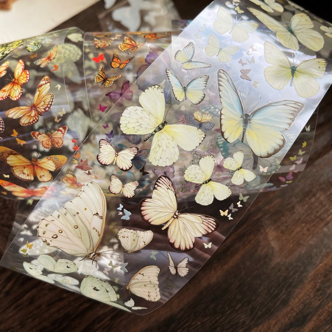 舞蝶 Dancing Butterfly 亮面PET / 日本和纸 胶带 - 纸胶带 - 纸 多色