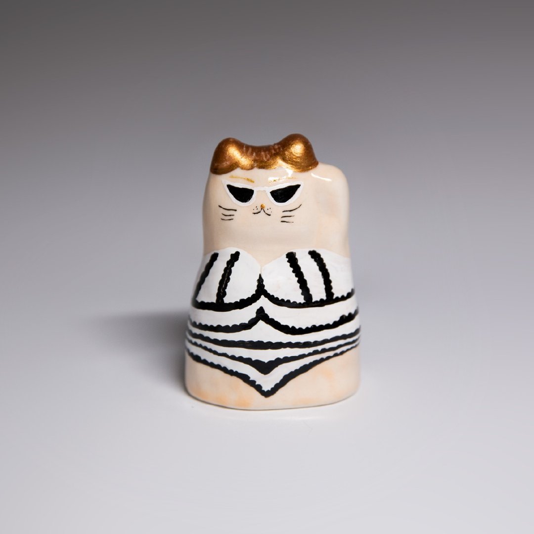 街头开运招财猫-泳衣女_线条 - 摆饰 - 陶 白色