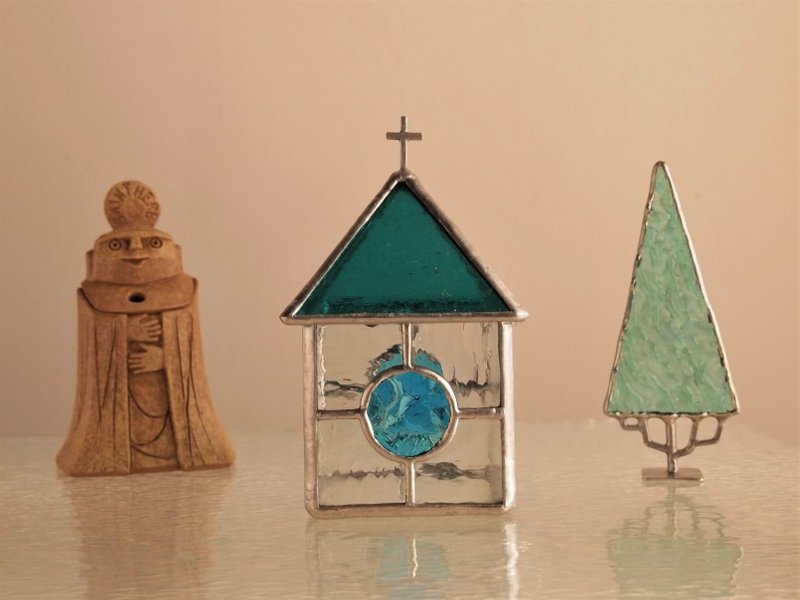 To the church [Ⅱ] <Blue>: candle holder Stained Glass - 灯具/灯饰 - 玻璃 
