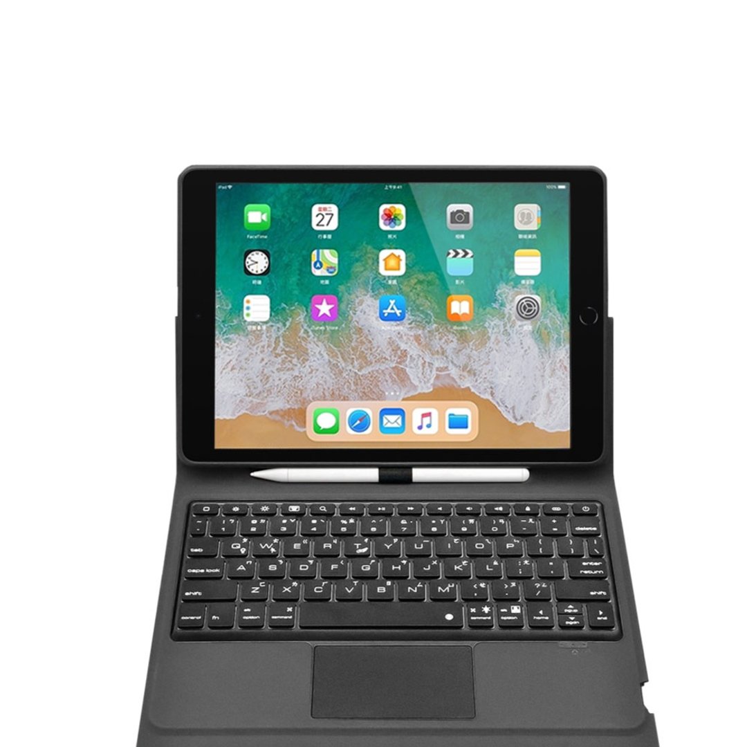iPad 10.2寸蓝牙键盘保护套F13+主动式触控笔AP2 蓝牙键盘/手写笔 - 平板/电脑保护壳 - 人造皮革 灰色