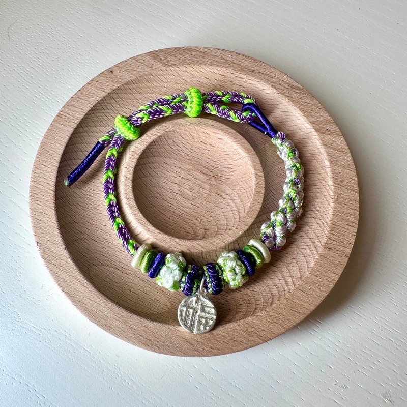 平安绳 国风手绳 巴斯配色福牌款 - 手链/手环 - 棉．麻 