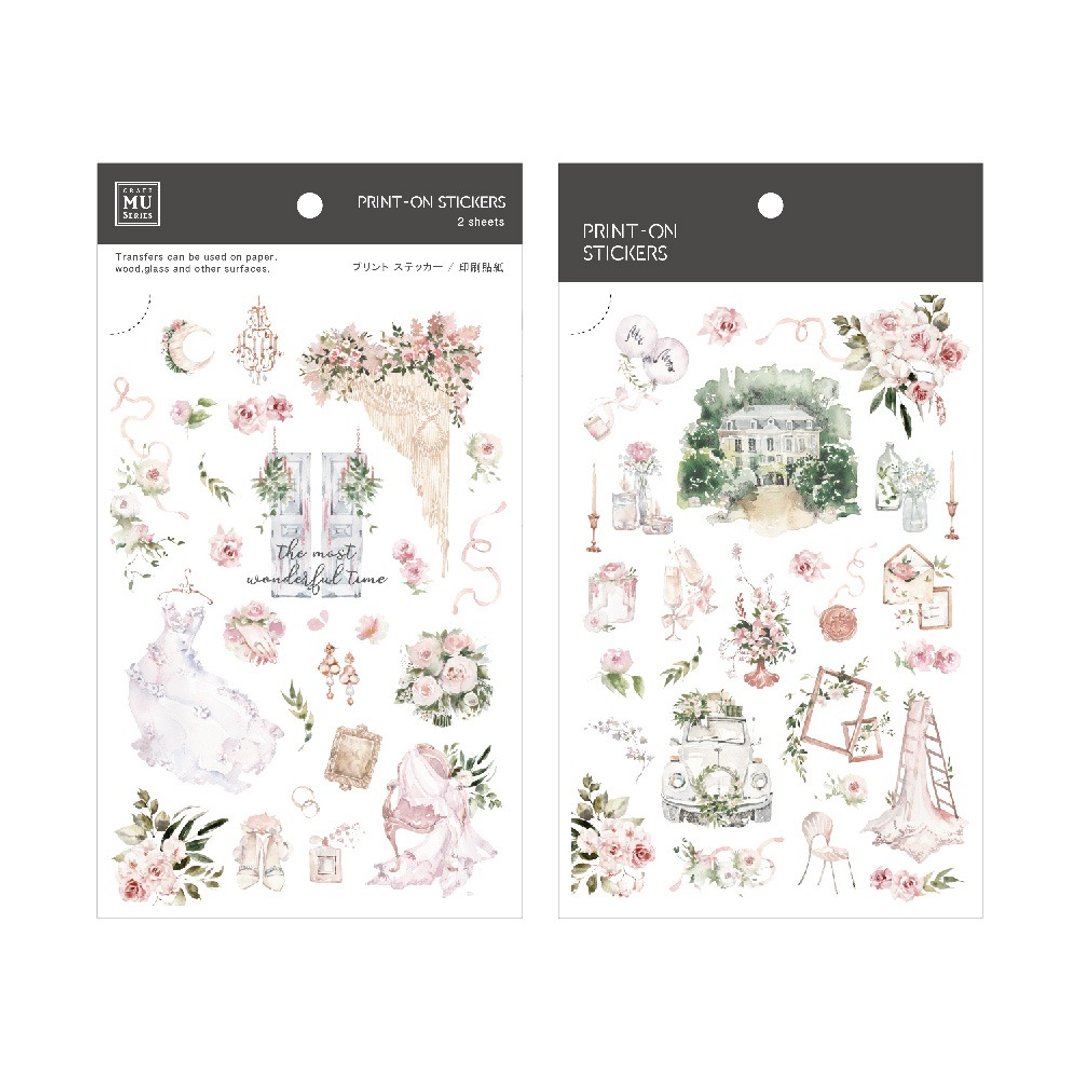 【Print-On Stickers 转印贴纸】no.116-幸福的嫁纱 | 插画师系列 - 贴纸 - 其他材质 粉红色