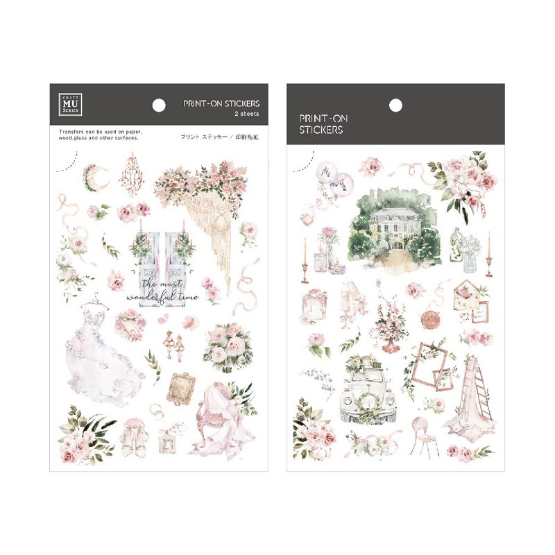 【Print-On Stickers 转印贴纸】no.116-幸福的嫁纱 | 插画师系列 - 贴纸 - 其他材质 粉红色