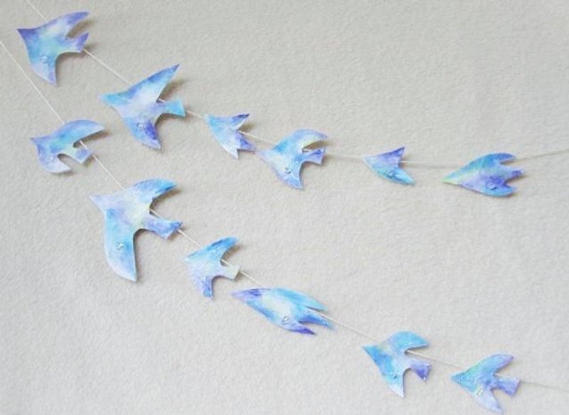 Garland of crystals and birds 2 - 墙贴/壁贴 - 纸 蓝色