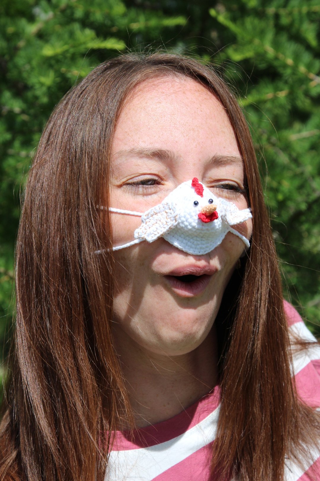 Nose warmer chicken gifts. Chicken accessories. Fun useful gift. - 手套 - 棉 白色