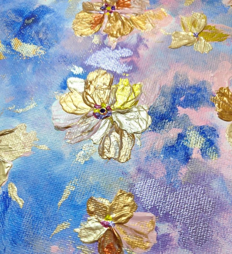 【金色花园】花卉抽象画 - 30×30 压克力原作・温柔收藏系列 - 摆饰 - 棉．麻 