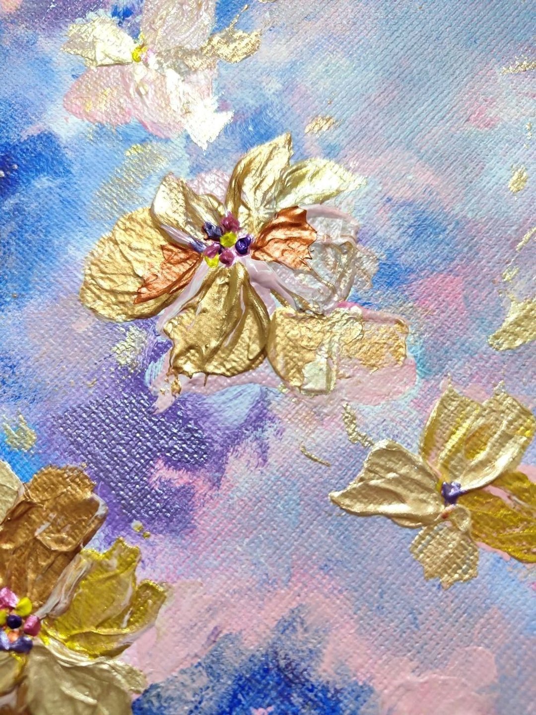 【紫金花园】法式花卉抽象挂画 - 30×30 压克力原作 - 摆饰 - 棉 