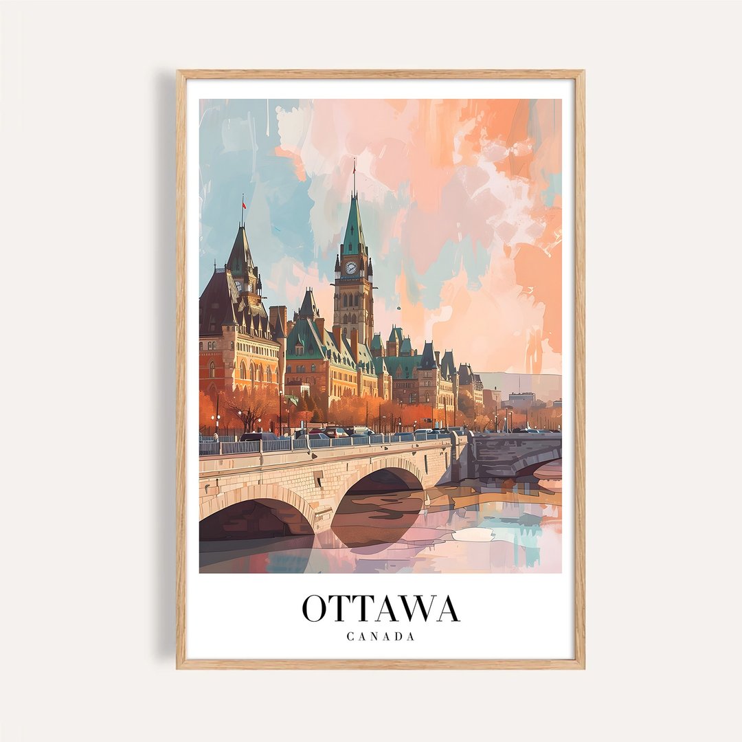 渥太华秋日之桥 Ottawa Autumn Bridge / 城市景观插画海报 挂画 - 海报/装饰画/版画 - 纸 