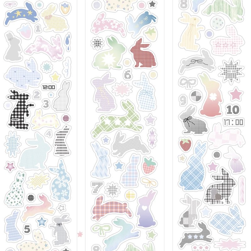 格格兔 割型貼紙捲 5米卷 (kiss cut) - 纸胶带 - 其他材质 多色