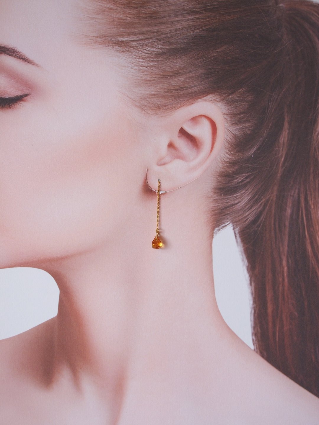 One-of-a-kind Orange Natural Stone earrings - 耳环/耳夹 - 石头 橘色
