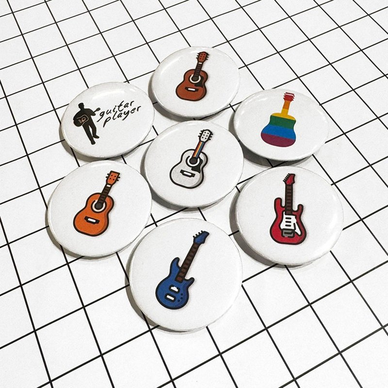 Guitar Player 我是系列徽章 乐器图案 马口铁金属圆形徽章别针 - 徽章/别针 - 其他金属 