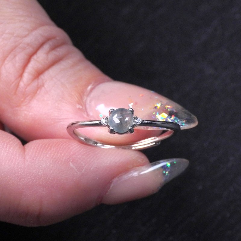 冰种白翡翡翠蛋面戒指 925纯银 | 天然缅甸玉翡翠A货 | 送礼 - 戒指 - 玉石 透明