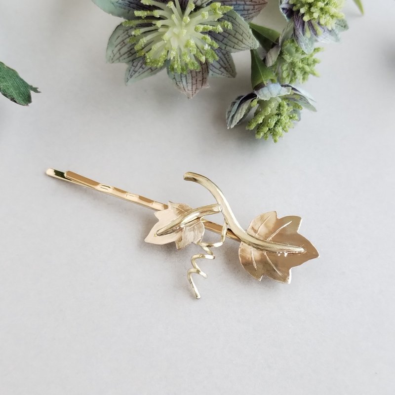 葡萄叶藤蔓发夹 - 发饰 - 铜/黄铜 金色