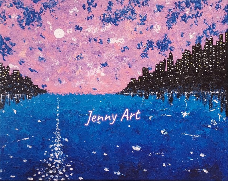 【彼岸之月】无框画 抽象画 画作 挂画 居家摆设 居家生活 - 海报/装饰画/版画 - 其他材质 蓝色