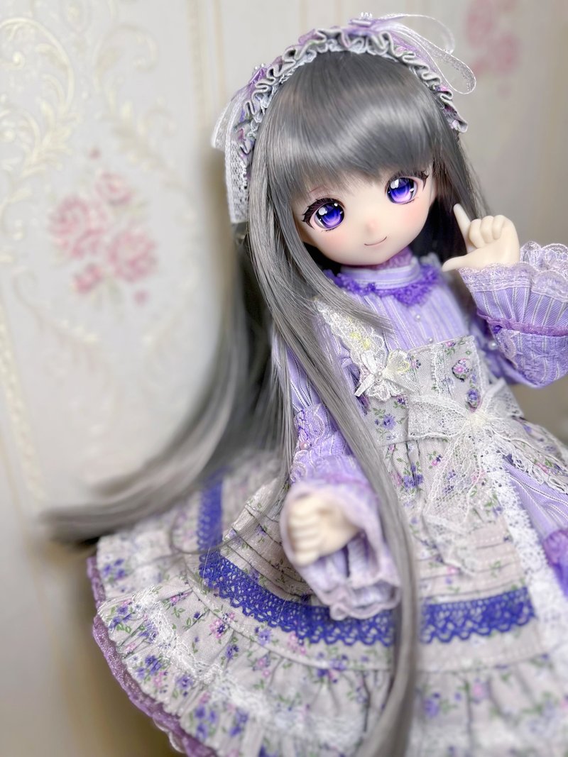4分1/4娃衣BJD关节娃娃巨婴胖四熊妹紫色碎花洋装六件套装 - 玩偶/公仔 - 棉．麻 