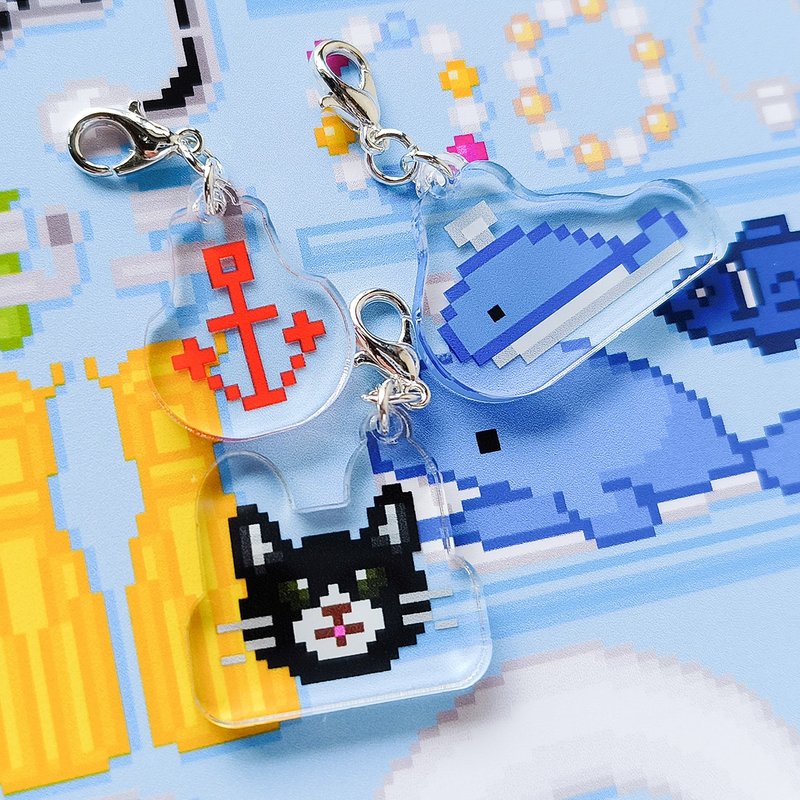 吊饰 小黑 Marineshop96 A. 碇 B. 鲸鱼 小黑 猫咪 压克力吊饰 像素风 - 吊饰 - 压克力 多色