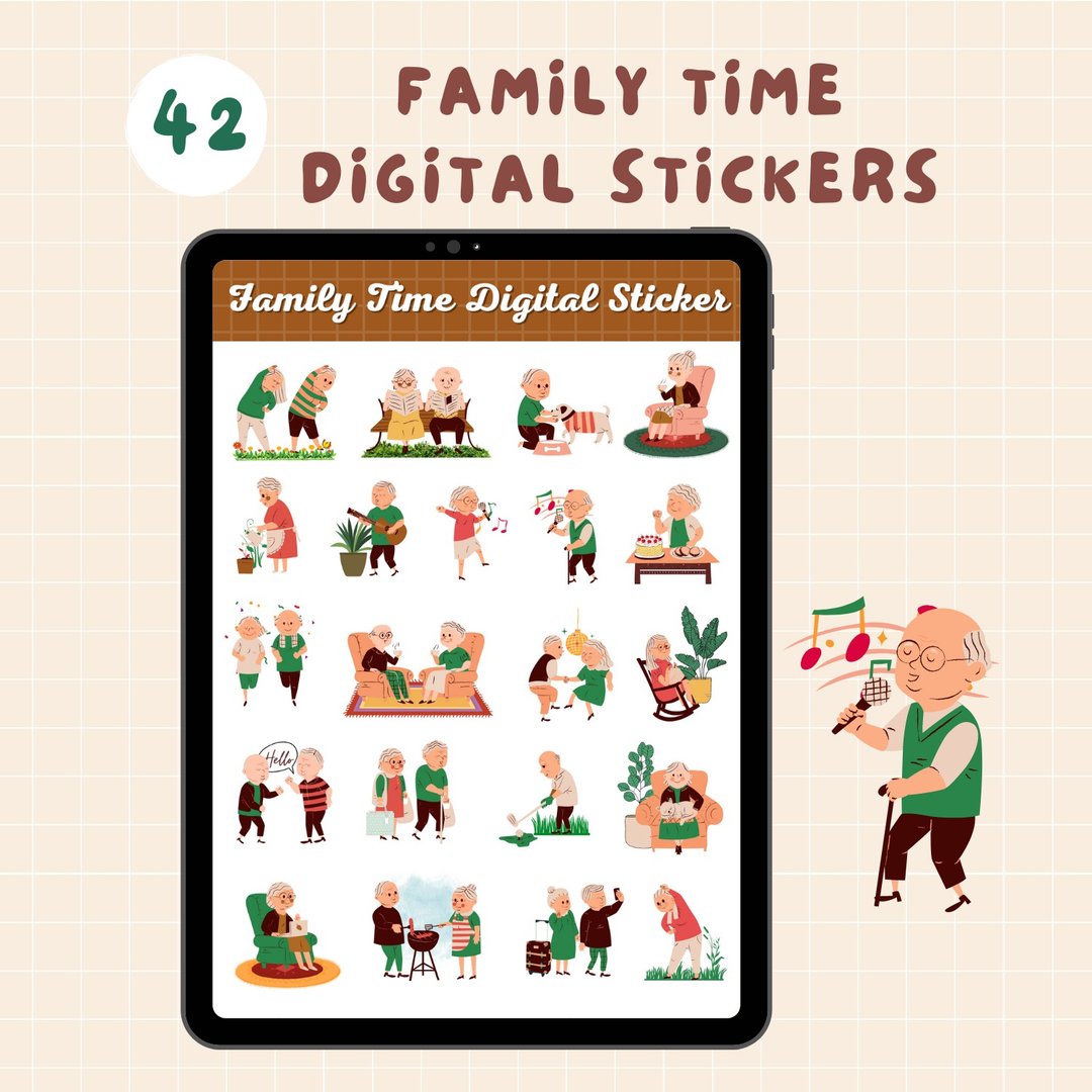 Grandparents Digital Stickers Goodnotes | Digital Planner Stickers | Notability - 电脑手机桌布/贴图/App 图示 - 其他材质 