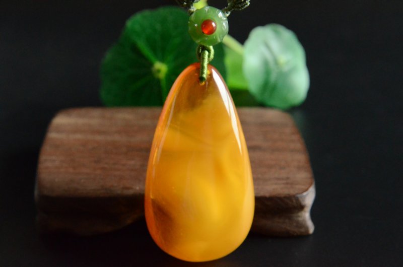 【星遇】高品质天然金沙琥珀金绞蜜意境古典项链碧玉莲花 - 项链 - 半宝石 