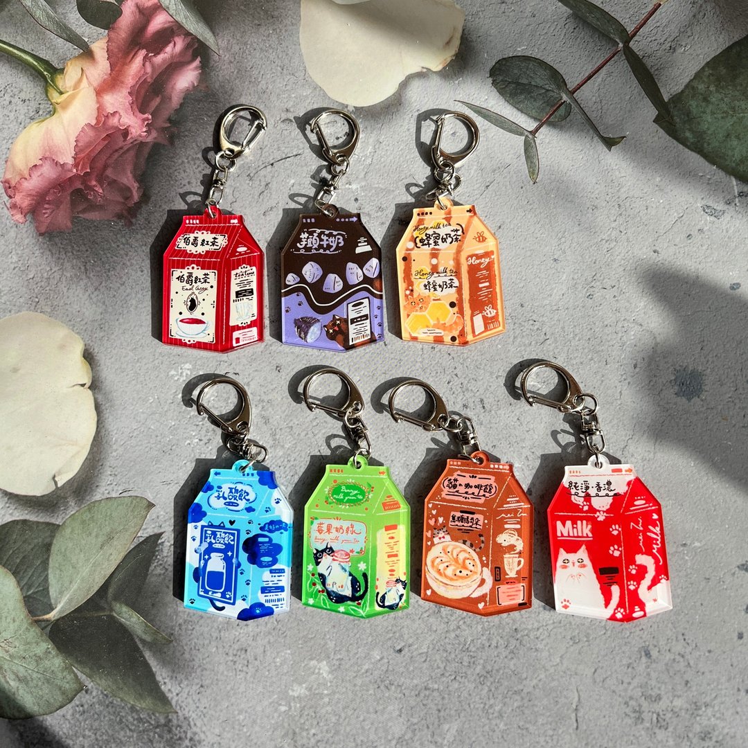 猫咪新鲜屋-压克力钥匙圈_共7款 - 钥匙链/钥匙包 - 塑料 多色