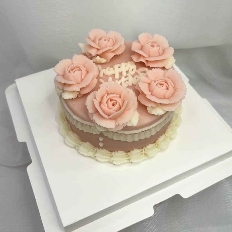 限自取 三日前预定 巴克叔叔 4寸玫瑰复古挤花 宠物蛋糕 狗狗蛋糕 - 零食/点心 - 新鲜食材 粉红色