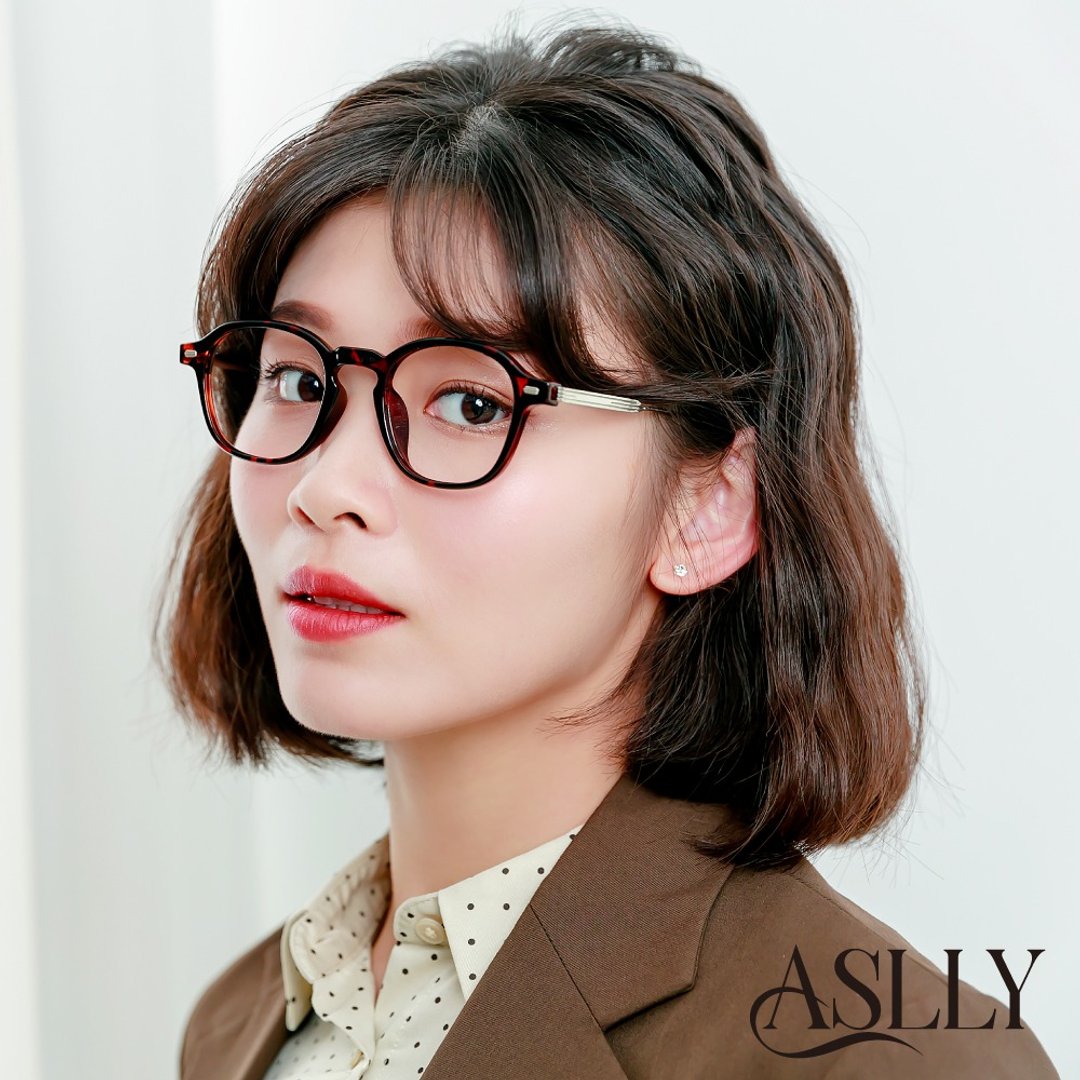 ASLLY 玖零港风方框压纹镜脚镜框 | 春光乍泄 - 眼镜/眼镜框 - 其他金属 咖啡色