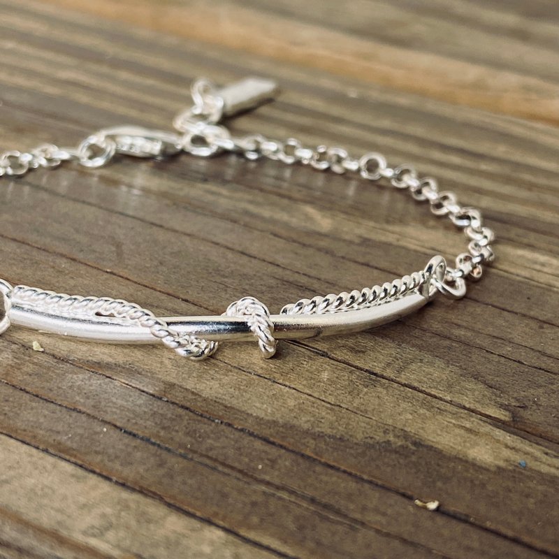 纯银 缠绕 手链 可定制姓名 S212 - 手链/手环 - 纯银 银色